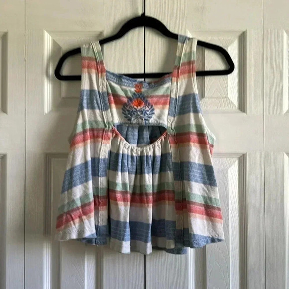 FREE PEOPLE | boho embroidered | stripe flowy tank |size S - Picture 8 of 8